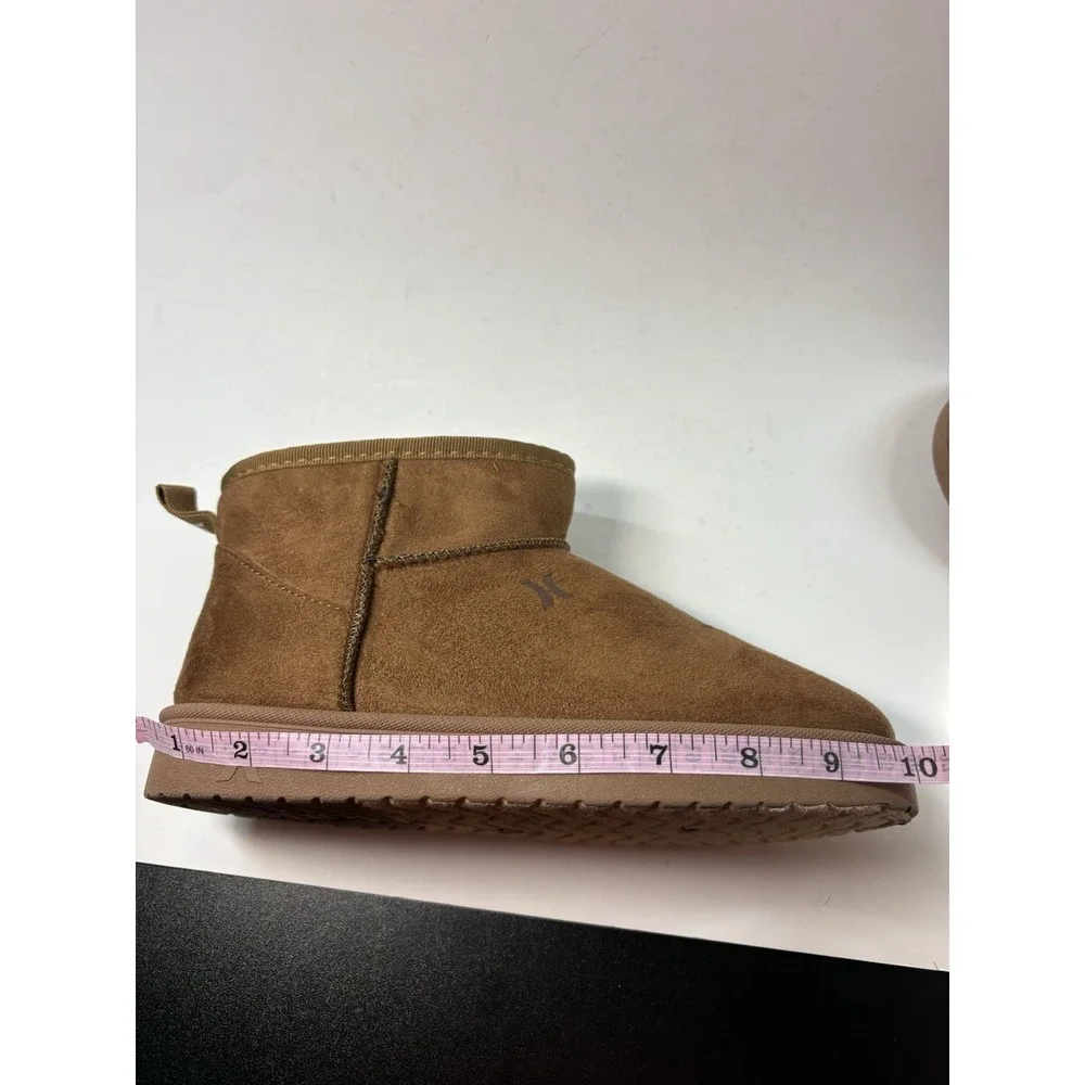 Hurley Mako‎ Mini Boots Youth Size 4 Chestnut Faux Suede Fleece Lining Casual